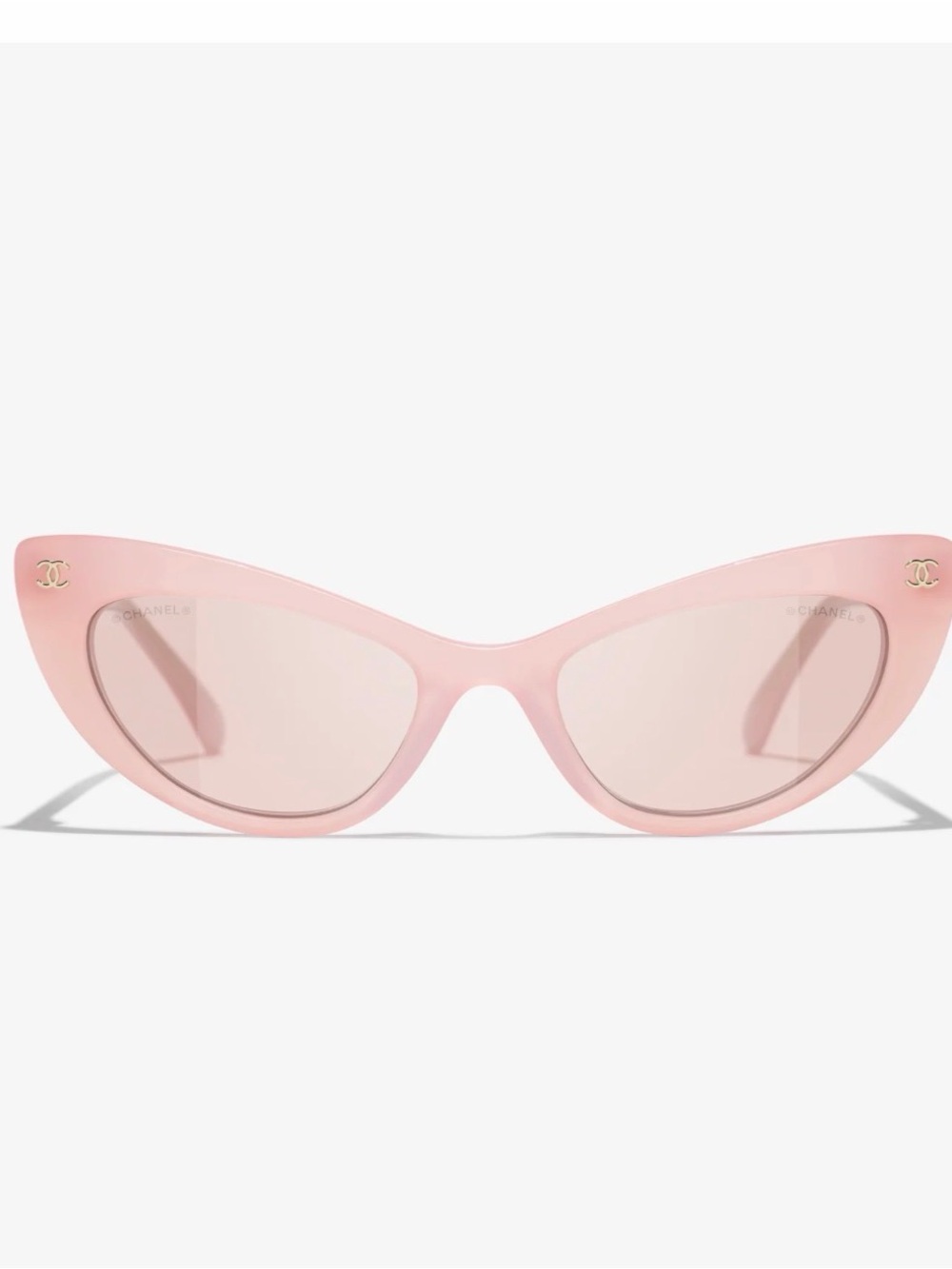 New CHANEL Pastel Pink retro vintage ins Cat Eye Sunglasses with Gold CC Accents